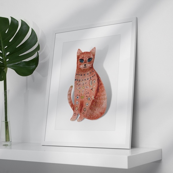 Cute Cat Portrait Illustration Wall Art Print Poster Unframed - Picture 4 of 5